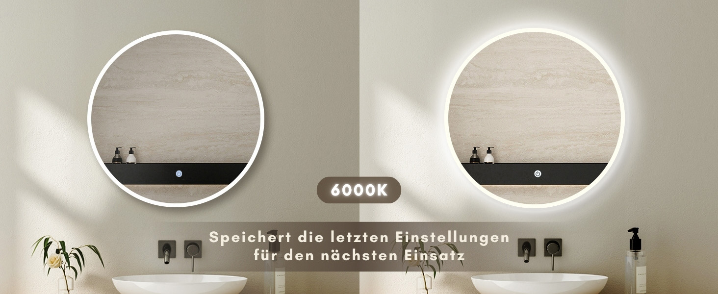 Дзеркало для ванної кімнати овальне з підсвічуванням 75x45 см, LED, сенсорне керування, зміна кольору світла (тепле/холодне/нейтральне)