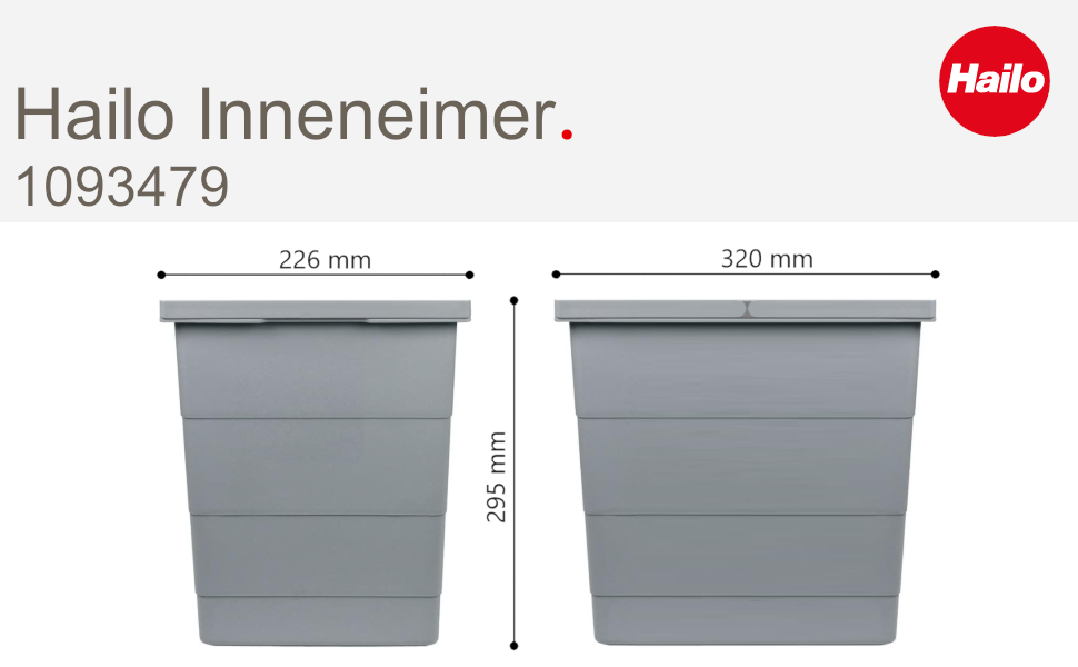 Компактне тандемне внутрішнє відро Hailo об'ємом 18 літрів з ручкою сірого кольору