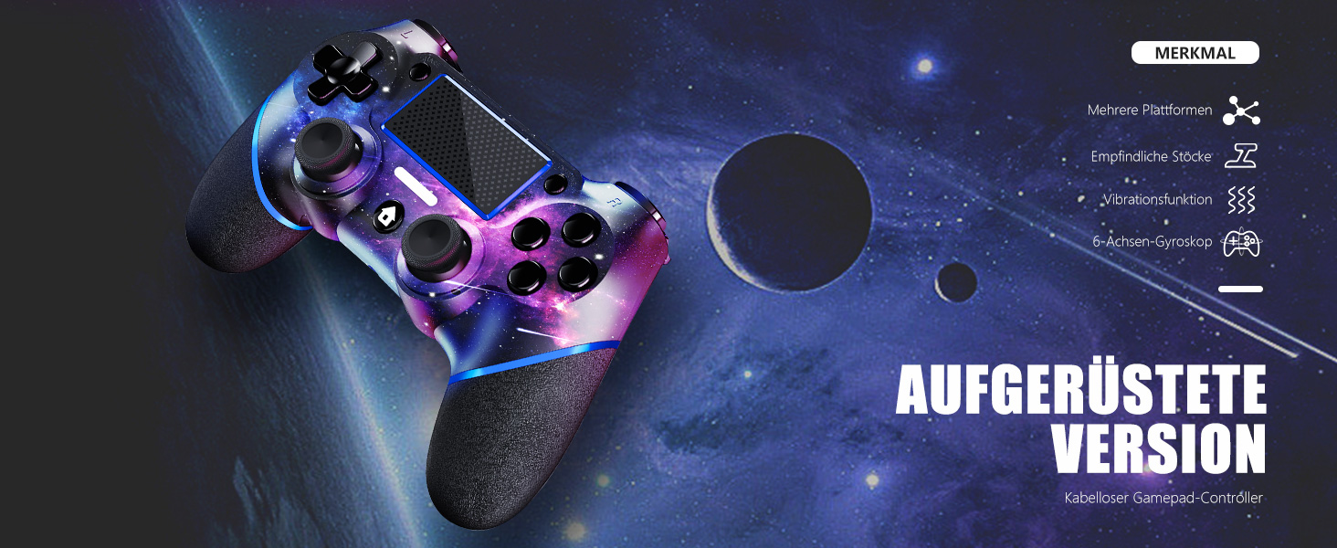 Бездротовий геймпад AceGamer для PS4/Pro/Slim/PC з турбо-функцією, вібрацією та сенсорною панеллю Galaxy