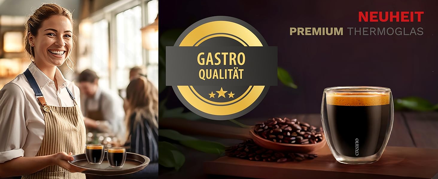 Набір подвійних склянок для напоїв Creano PREMIUM 400 мл, 6 шт — термосклянки з GastroSeal, стійкі до миття в посудомийній машині, гастрономічна якість