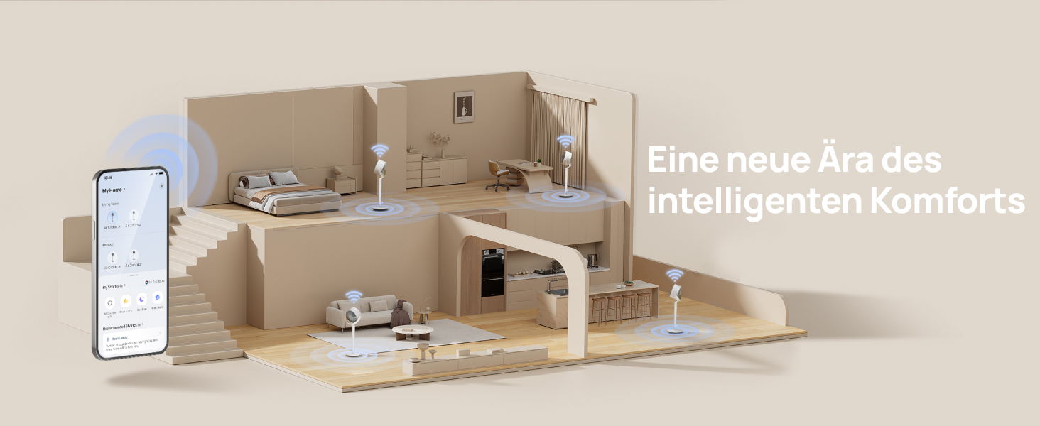 Вентилятор підлоговий Dreo з Wi-Fi, LED, 102 см, 3 режими, 8 швидкостей, 26 м дальність, 1200 м³/год