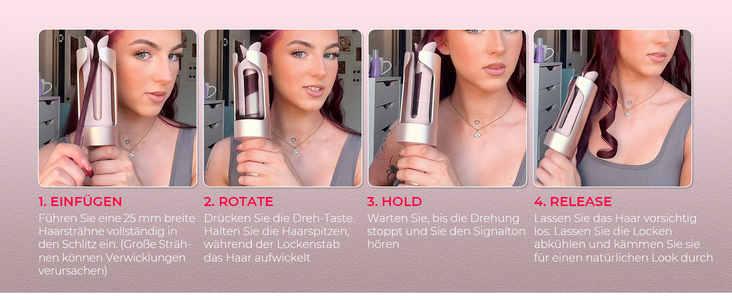 Автоматичний локкен - TYMO Curlpro Plus: великі локони, пляжні хвилі, 25 мм, золото-рожевий