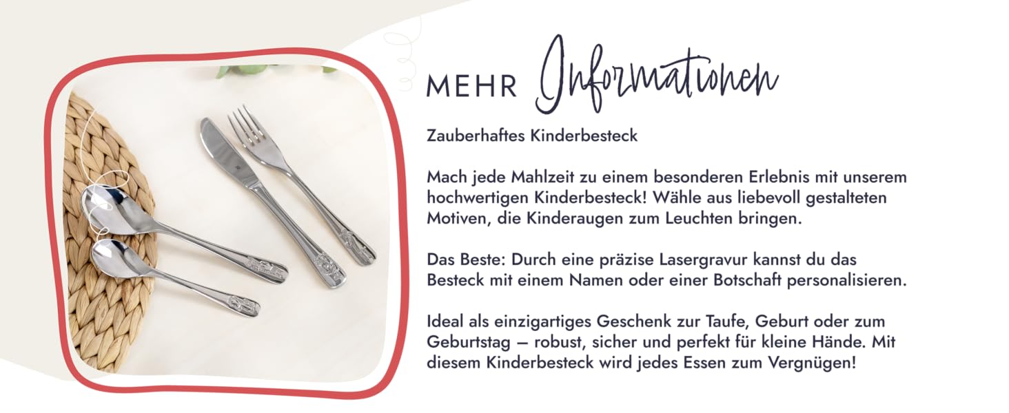 Дитячий столовий набір Janosch від WMF з гравіюванням імені - 4-х частинний, для дітей від 3 років