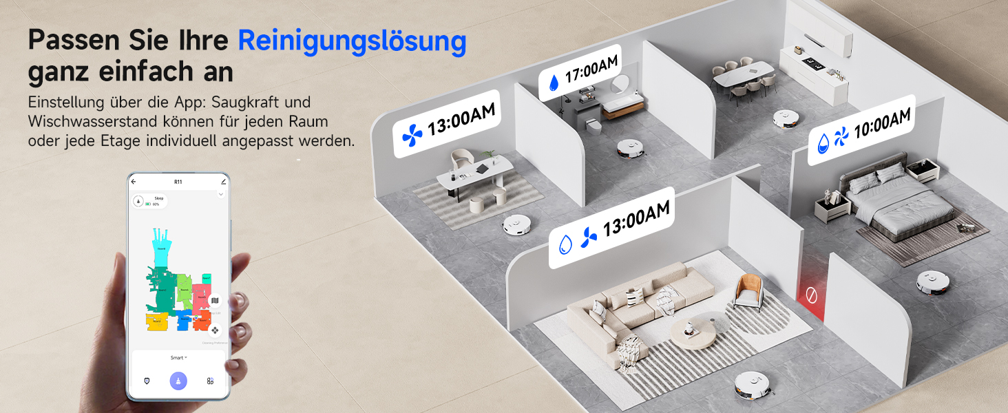 Робот-пилосос Redkey R11 з функцією миття, 20000Pa, док-станція 4L, захист від намотування волосся, LiDAR навігація, керування через додаток, для килимів та шерсті тварин