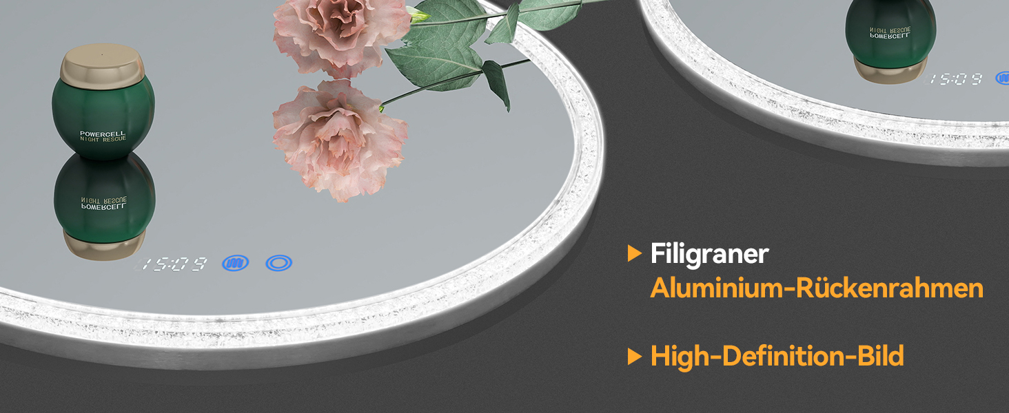 Дзеркало для ванної кімнати YOURLITE з підсвічуванням, діаметр 60 см, LED, 3 кольори, регулювання яскравості, сенсорна кнопка, антизапар, пам'ять, IP44, срібний