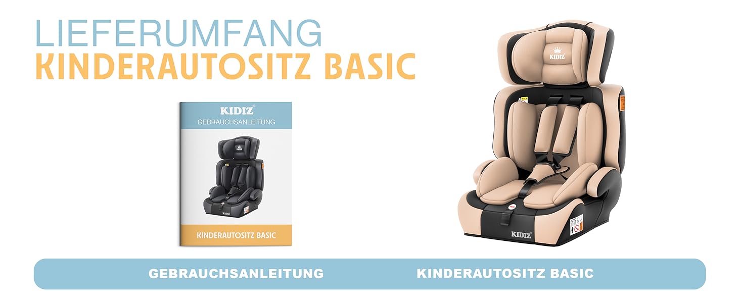 Автокрісло KIDIZ i-Size R129 100-150 см для дітей до 12 років, група 1/2/3 без Isofix, бежеве