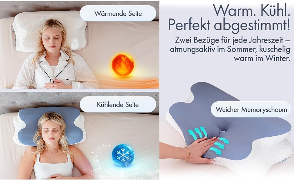 Ортопедична подушка Knoop Home & Living® з піною з пам'яті ефекту - для підтримки шиї та зняття болю - ідеально підходить для тих, хто спить на боці та на спині - знімний чохол