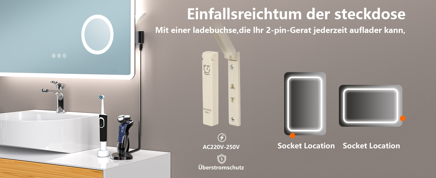 Дзеркало для ванної кімнати GIMBELEN LED з підсвічуванням 80x60 см, прямокутне, сенсорне керування, регульована яскравість, 3 кольори світла, антизапар, для вертикального/горизонтального монтажу