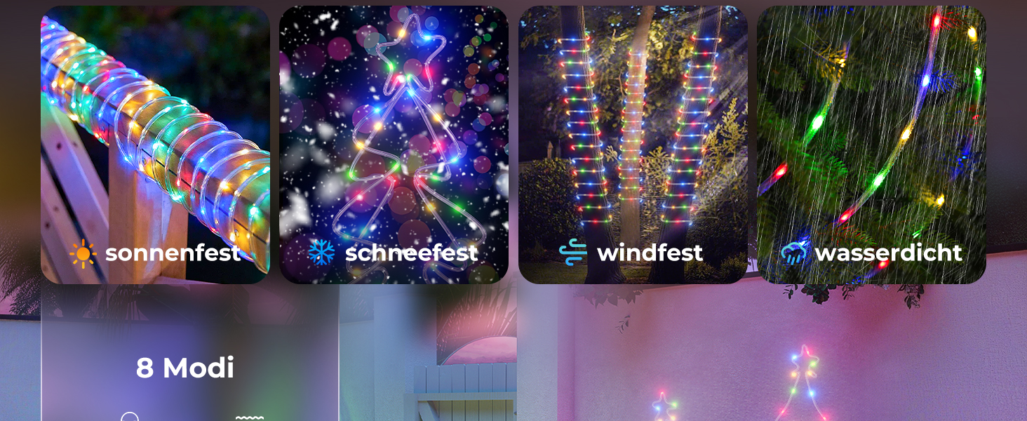 LED гірлянда для декорування: 24 лампочки, 12 м, RGB, тепле біле світло, 8 режимів, таймер, димування. Підходить для дому, саду, балкону, вечірки, весілля, святкування Різдва.