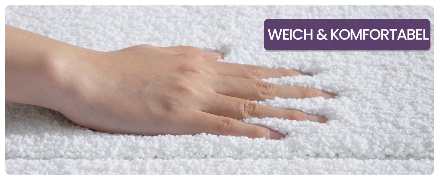 Килимок для ванної кімнати DEXI, м'який, нековзний, миючий, 40 x 60 см, білий