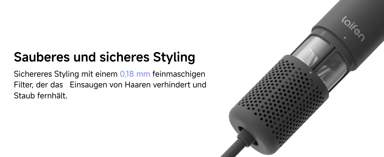 Високошвидкісний фен для волосся Laifen Neo з безщітоковим мотором 110 000 об/хв, 200 млн негативних іонів та 2 магнітними насадками, чорний