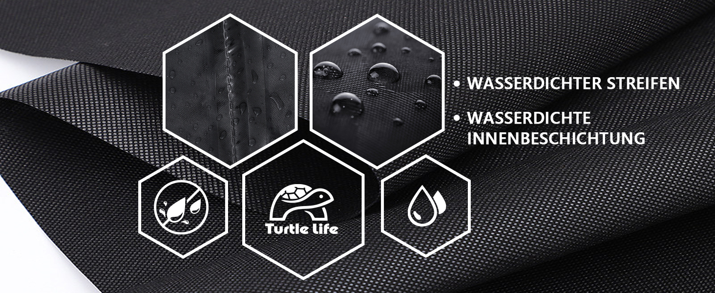 Чохол для садових меблів Turtle Life 213x94x89 см, водонепроникний, для дивана/лавки на 3-4 місця, чорний