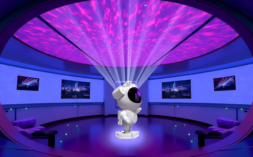 Нічник-проектор «Астронавт» зі звездним небом та галактикою, Bluetooth-динамік, білий шум, дистанційне керування та таймер, змінює кольори, 360° обертання, подарунок для дітей та дорослих