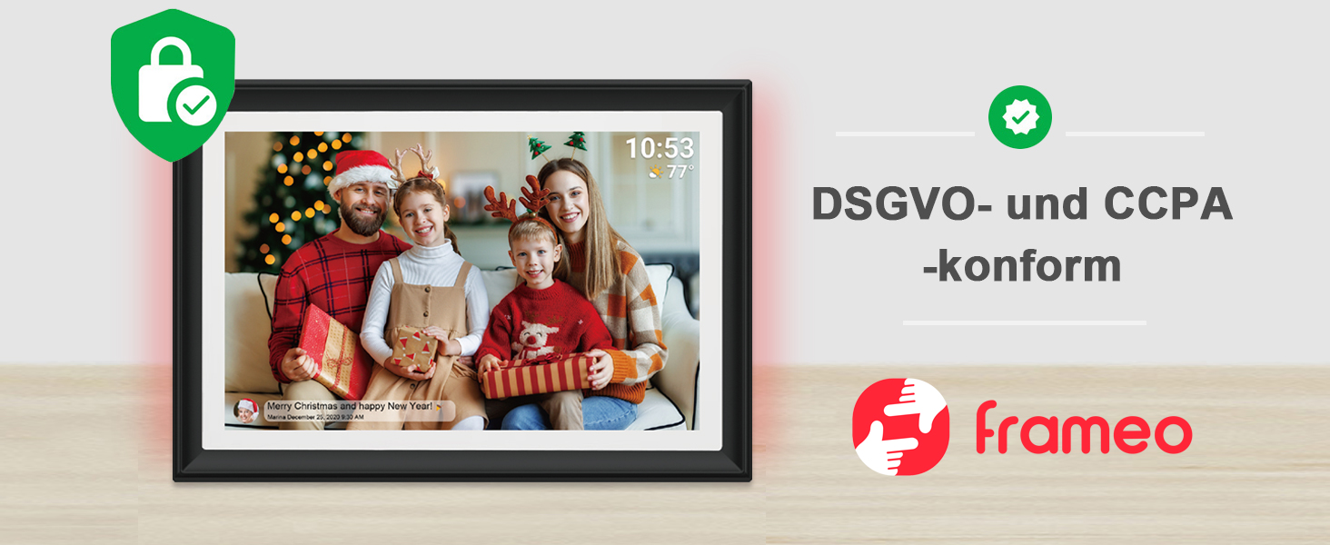 FRAMEO Цифровий фоторамка 15.6 дюймів WiFi, FHD 1920x1080, 32GB, IPS сенсорний екран, автоповорот, кріплення на стіну. Діліться фото та відео через додаток FRAMEO