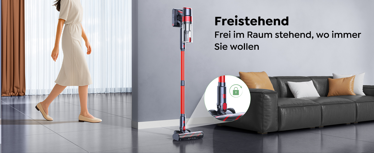 Бездротовий акумуляторний пилосос SunSare 600W з потужністю всмоктування 50000Pa, 65 хвилин роботи, док-станція, автоматичний режим, сенсорний екран, висувний шланг 1м для твердих поверхонь, килимів та шерсті тварин