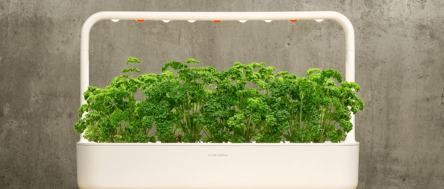 Click and Grow Indoor Garten: Розумний сад для вирощування зелені вдома з LED, 9 капсул (білий)