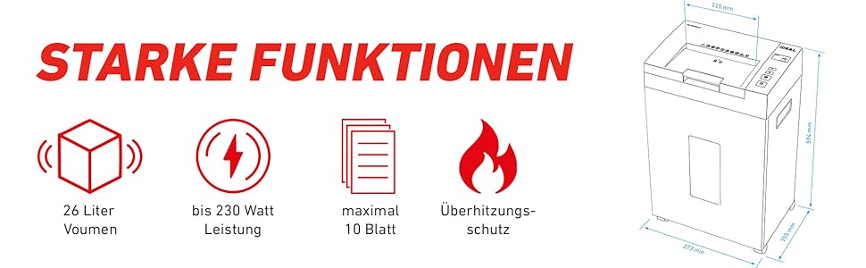 Шредер IDEAL Shredcat 8200 CC: найнадійніший знищувач документів з частинковим різанням (4x40 мм, P-4), до 14 листів, преміум-якість, тихий та надійний, ідеальний для безпечного знищення документів вдома. Німецький виробник.