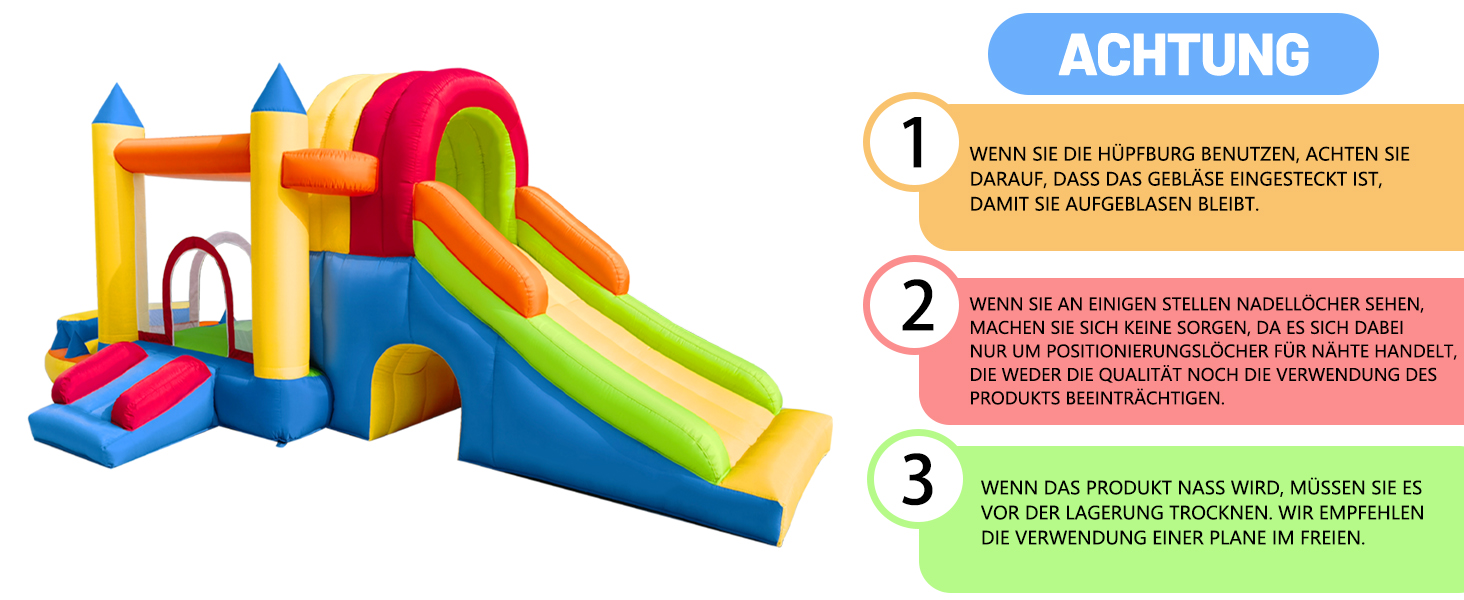 Надувний батут для дітей з насосом, міцний матеріал, для 3-4 дітей, 315x245x194 см (QCPY)