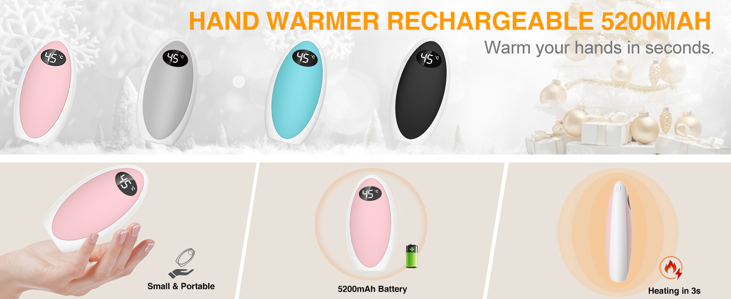 Електричний грілка для рук Powerbank 5200mAh, USB, для кемпінгу, катання на лижах, подарунок (Рожевий)