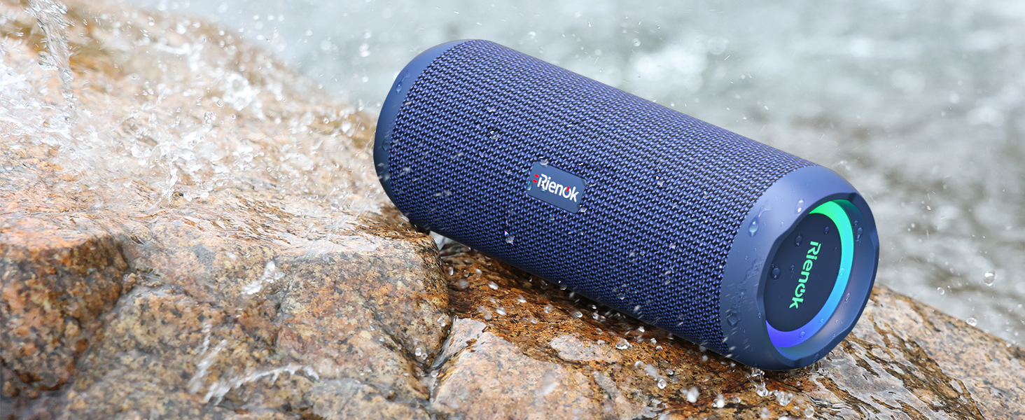 Bluetooth Портативна Колонка RIENOK з підсвічуванням, IPX7, Бас, 3600 mAh, Синій