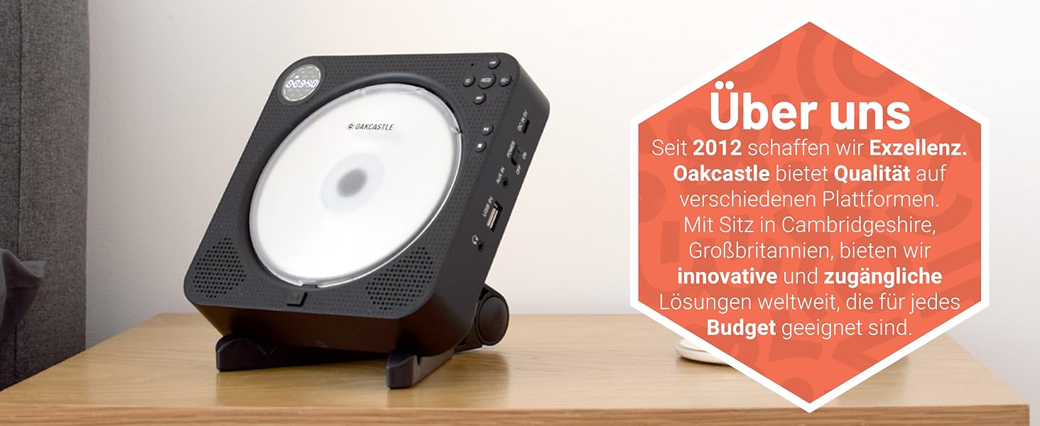 Вініловий програвач Oakcastle TT100 з Bluetooth 5.0, AUX, RCA, вбудованими динаміками, ретро-дизайн, адаптер 45 RPM, програвач платівок преміум-якості