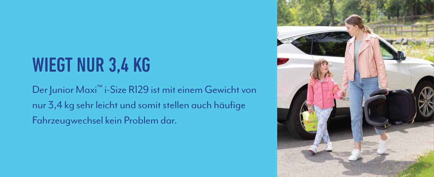 Автокрісло Graco Junior Maxi i-Size R129 для дітей 100-150 см, 3,5-12 років, блакитне