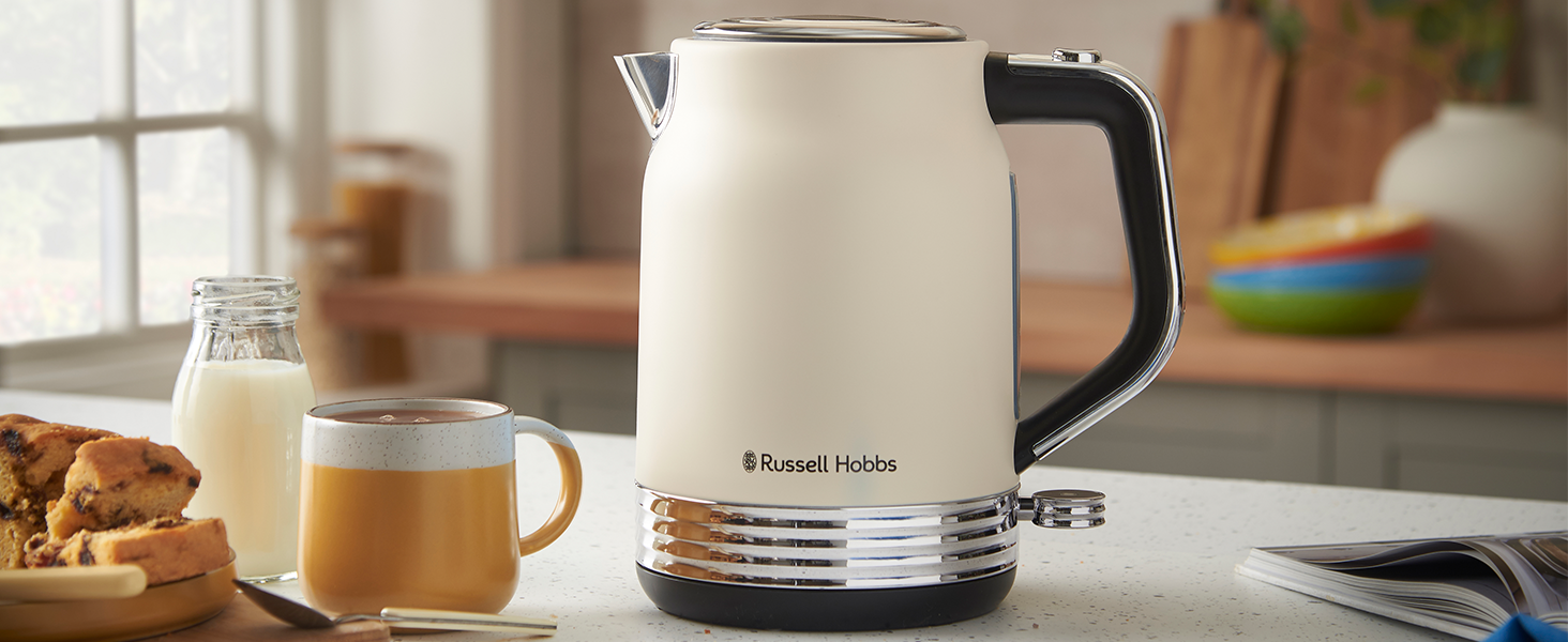 Тостер Russell Hobbs Hanley Crème-Weiß на 2 тости, 6 режимів, розморожування, підігрів, підставка для булочок