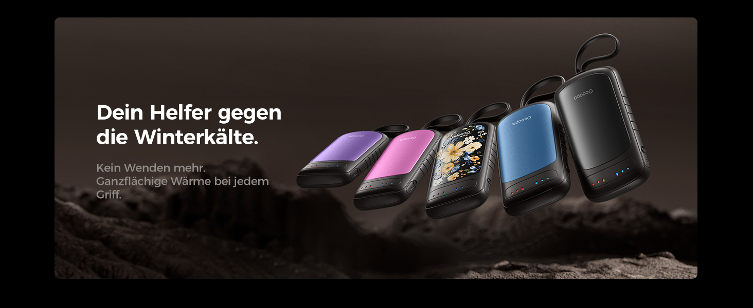 Електричні грілки для рук OCOOPA DuoHeat UT5 - чорні, для кемпінгу, полювання, подорожей, подарунок для чоловіків