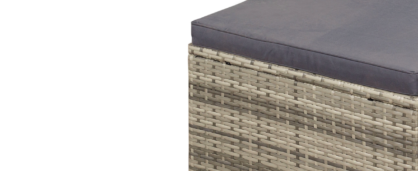 Садовий набір меблів Juskys Polyrattan Punta Cana для 4-5 осіб: диван, крісло, пуф, стіл, подушки - Чорно-сірий (меланж / темно-сірий)