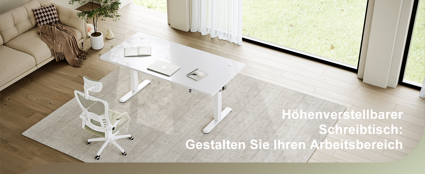 Електричний стіл Devoko з регулюванням висоти 200x80 см, білий, з USB-C зарядкою та органайзером для кабелів