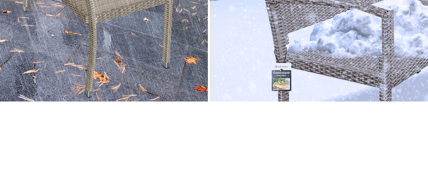 Садовий диван KESSER® з ротангу на 2 особи, вологостійкий, 125x62x90 см | Знімний чохол, ергономічні підлокітники, до 320 кг, антрацит