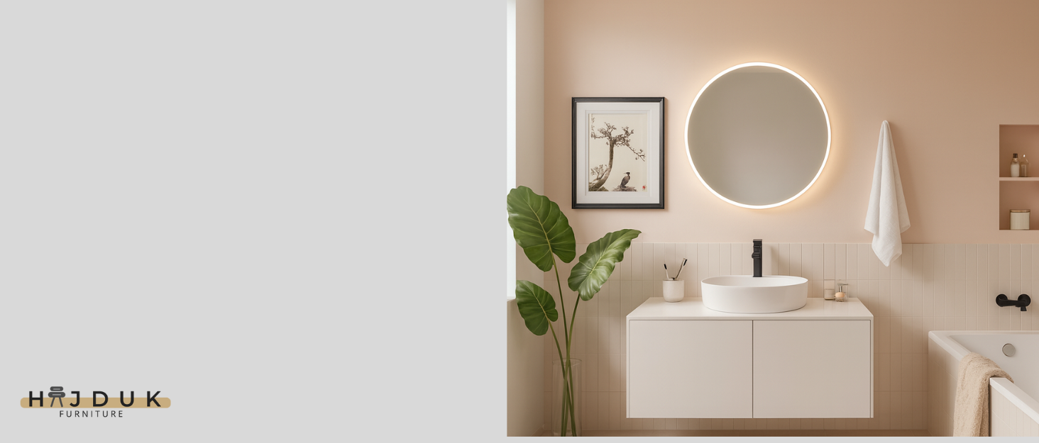 Дзеркало для ванної кімнати HAJDUK FURNITURE з підсвічуванням 4000K IP44 Sonoma, 70x60 см - з полицею та LED