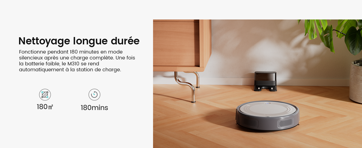 Робот-пилосос Lefant M310 сірий: 4500Pa, HEPA-фільтр, Wi-Fi, для тварин, килимів та твердих підлог