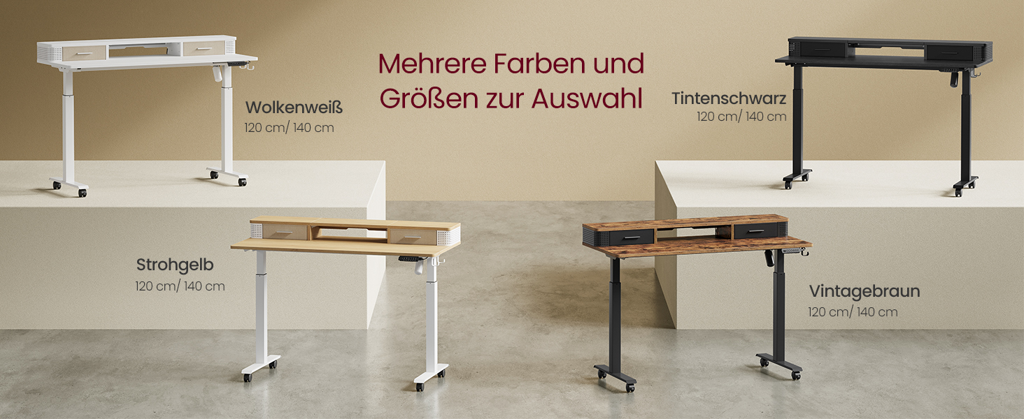 Електричний регульований стіл VASAGLE 120x60 см, білий, з підставкою для монітора, USB-роз'ємами, пам'яттю висоти