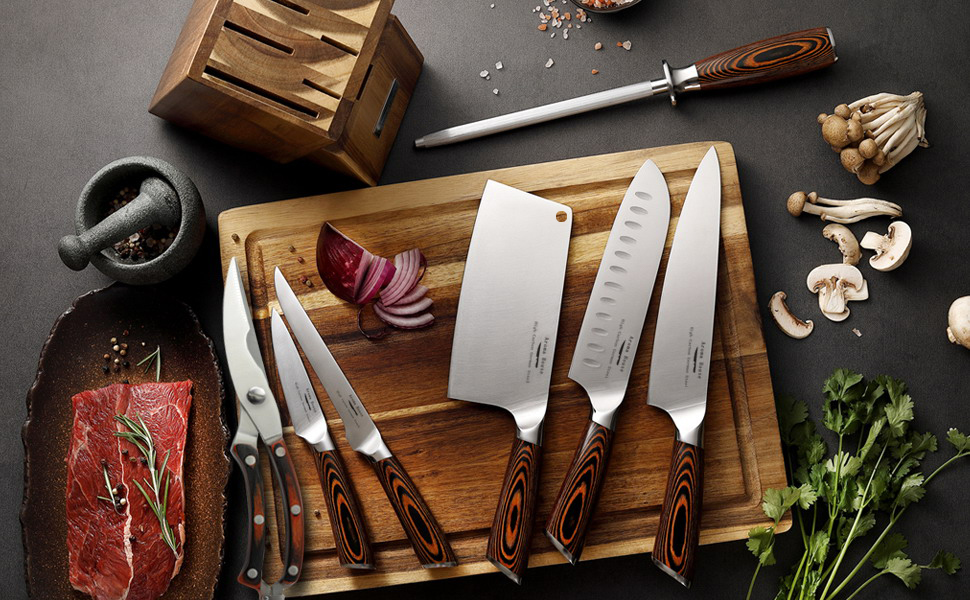 Професійний ніж для кухні Nakiri, 7 дюймів, ніж-сіка, з високоякісної сталі, для кухні та ресторану