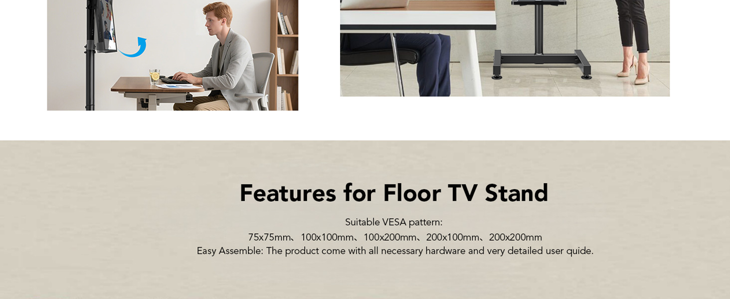 Кріплення для телевізора AX WABER на підлогу для LCD, OLED LED телевізорів 13-50 дюймів, VESA 200x200, до 35 кг, AX2008TBM (без шківів)