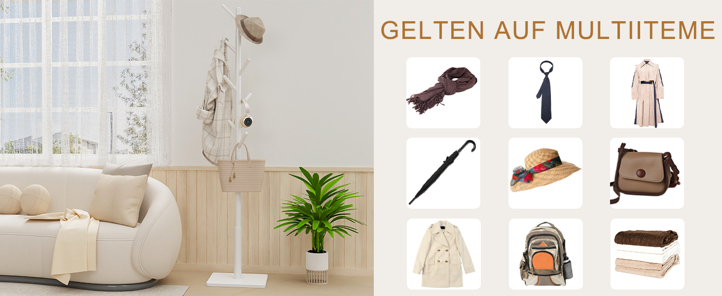 Дерев'яна вішалка для одягу Yawinhe, 180 см, 8 гачків, 3 рівня, для передпокою