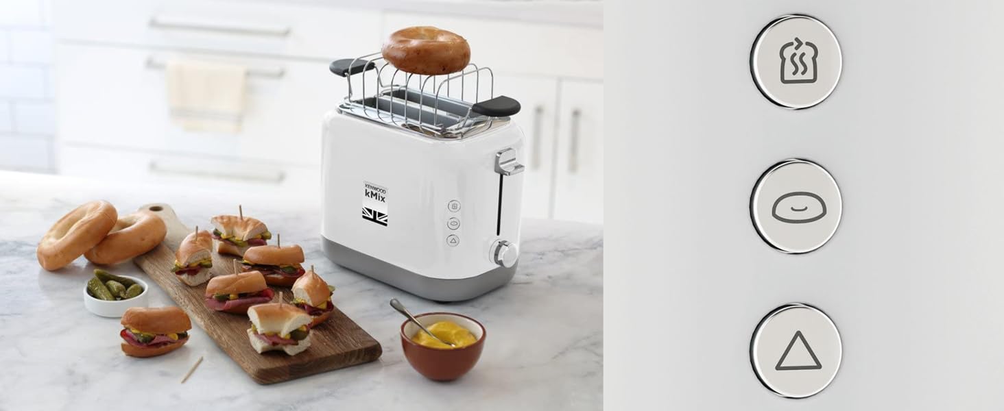 Тостер Kenwood kMix TCX751WH - 2 відділення, 900 Вт, Білий - Електричний тостер для дому
