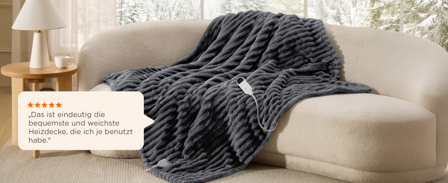 Електрична ковдра BEDSURE з автовимкненням, 130x180 см, сіра - ідеальний подарунок для жінок та мами на Різдво