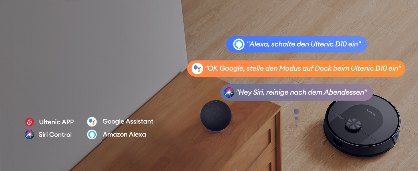 Робот-пилосос Ultenic з функцією миття 6000Pa, LiDAR навігація, 3-в-1, 150 хв роботи, керування через додаток, для шерсті тварин, килимів та твердих підлог D10