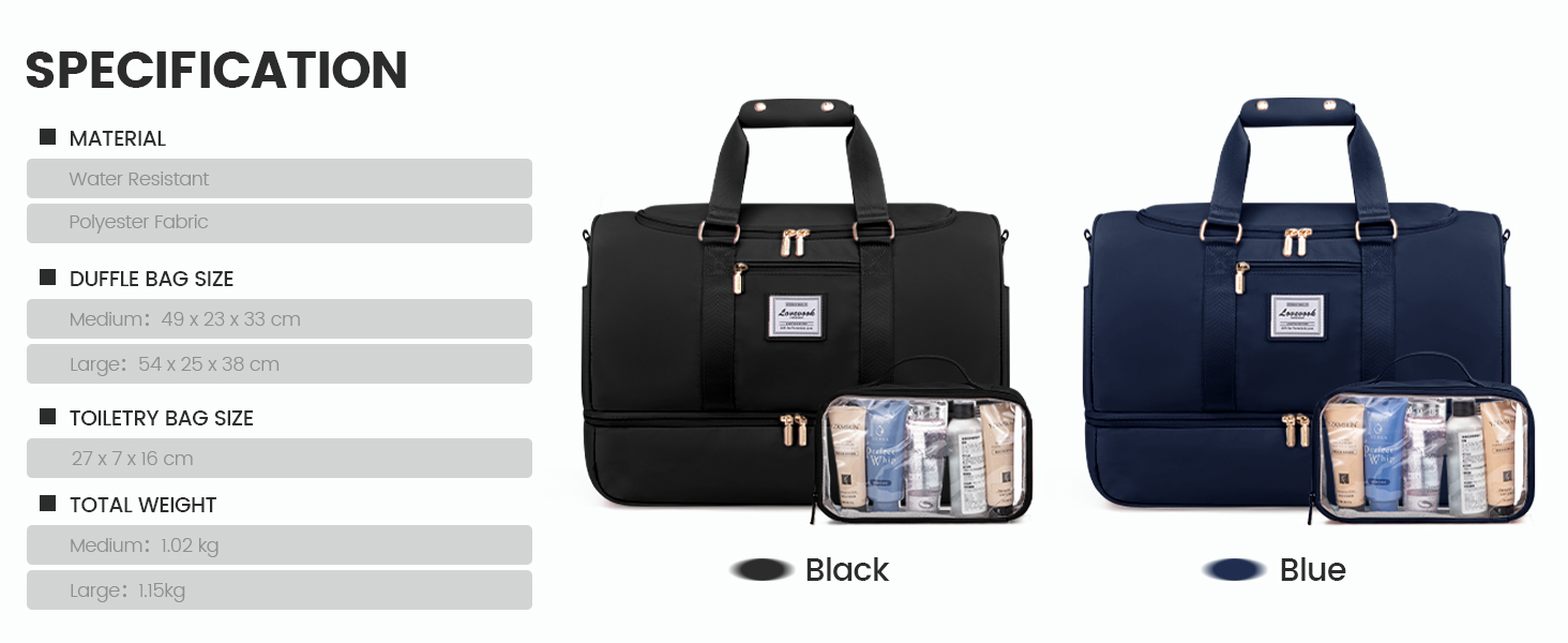 Спортивна сумка LOVEVOOK для жінок: дорожня сумка, weekender, з косметичкою, відділенням для взуття та мокрих речей, водонепроникна пляжна/басейнова/сауна сумка, ручна поклажа для подорожей, зелена