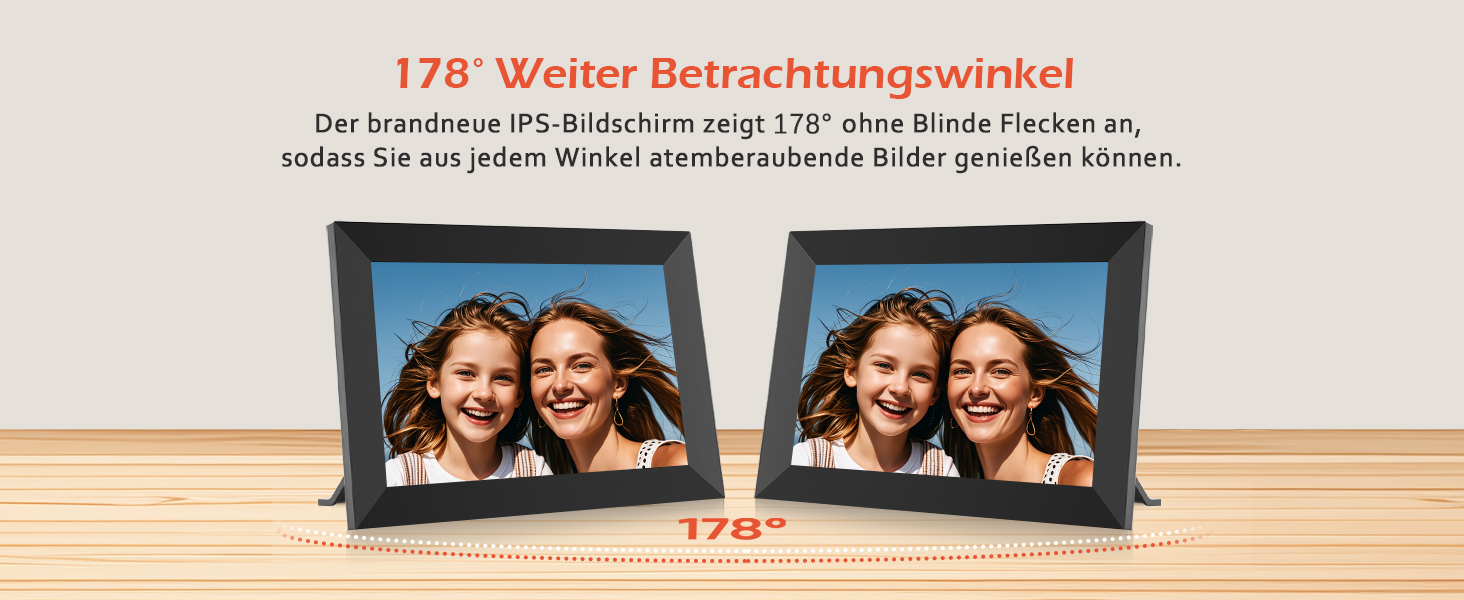 Цифровий фоторамка Frameo 10.1 дюйма WiFi, IPS сенсорний екран, 32GB, автоматичне обертання, для стін, миттєва відправка фотографій