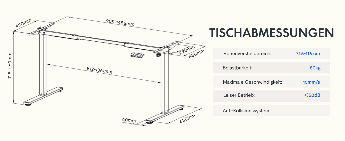 Електричний регульований стіл FlexiSpot з пам'яттю висоти та LED-дисплеєм, чорний (EN1)