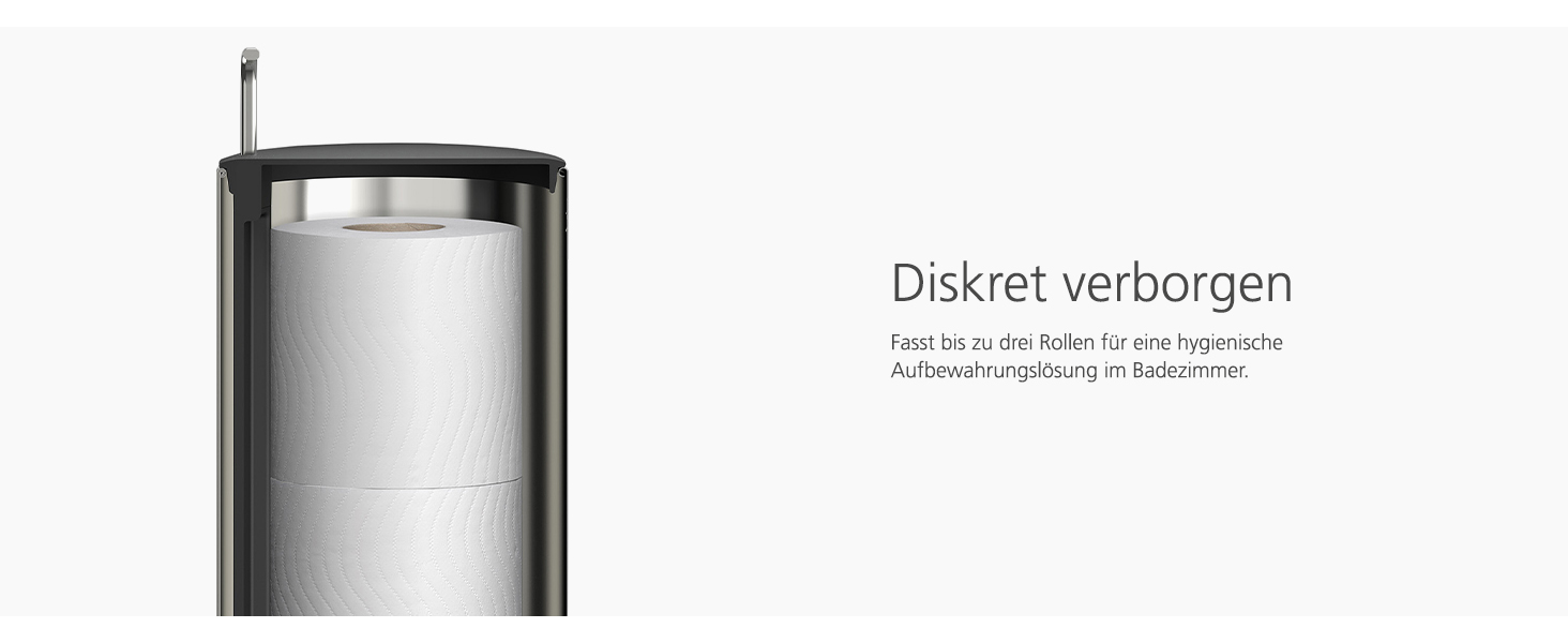 Диспенсер для туалетного паперу Joseph Joseph EasyStore Luxe з кришкою, нержавіюча сталь, на 3 рулони