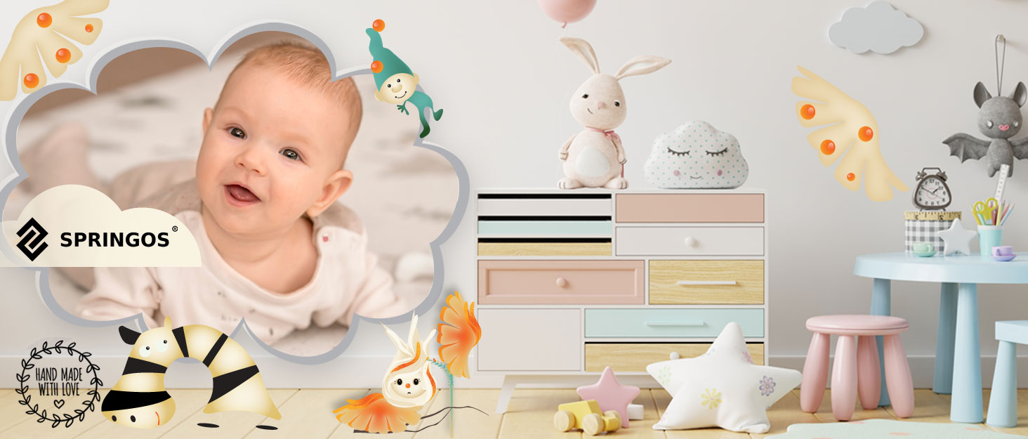 Дитячий намет-типі SPRINGOS, 160 x 120 x 100 см, темно-синій з зірками, з килимком та подушкою