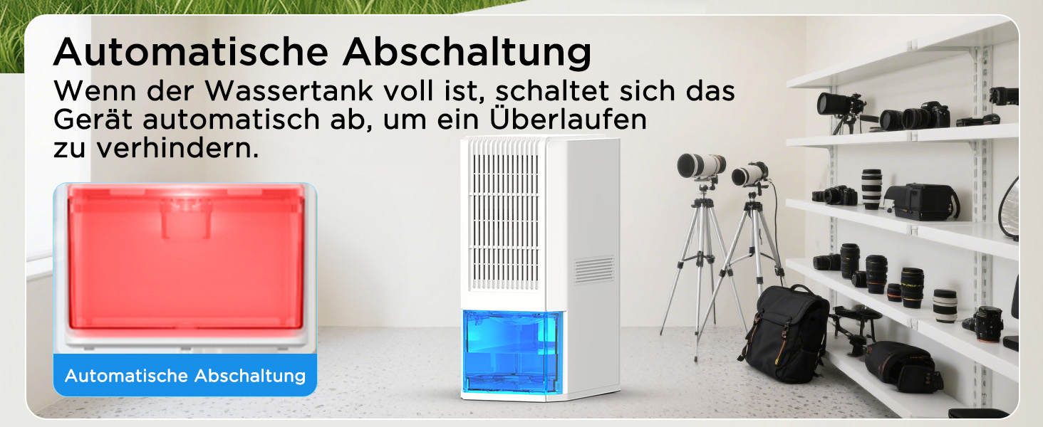 EasyAcc Електричний осушувач повітря 2000 мл, 1.3 л/день, для приміщень до 30 м², захист від цвілі та вологи, 270° циркуляція повітря, ефективне осушення при температурі нижче 15°C, для підвалу, ванної кімнати, шафи, кремово-білий