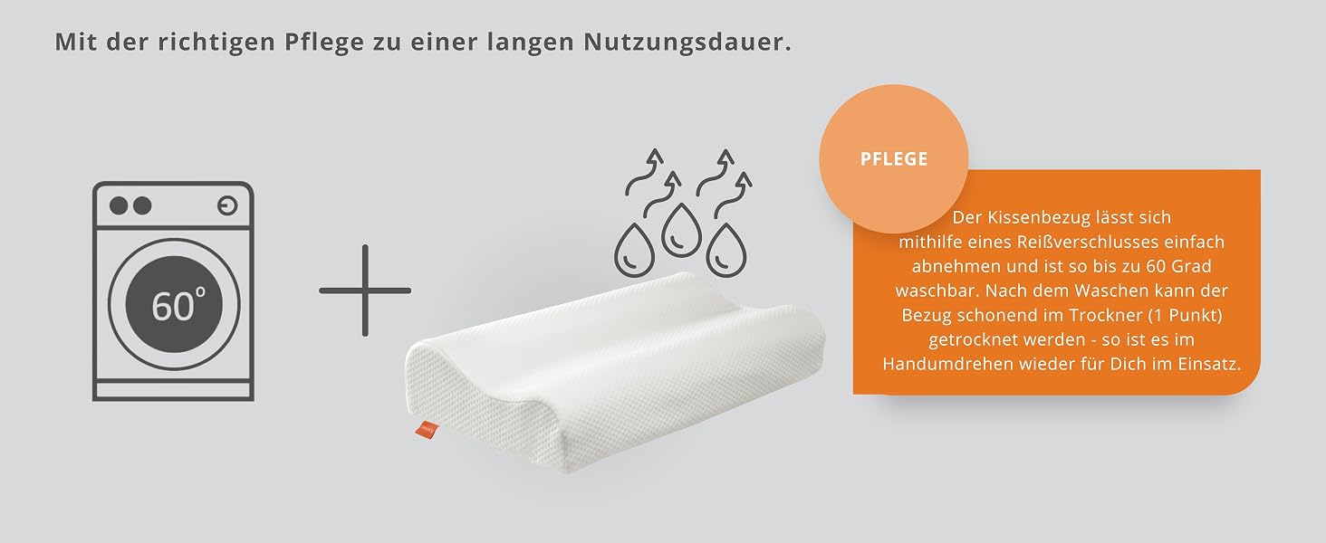 Ортопедична подушка для шиї з ефектом пам'яті Memory Foam, ергономічна подушка для сну проти болю в шиї, регульована по висоті, з чохлом, 33x60 см