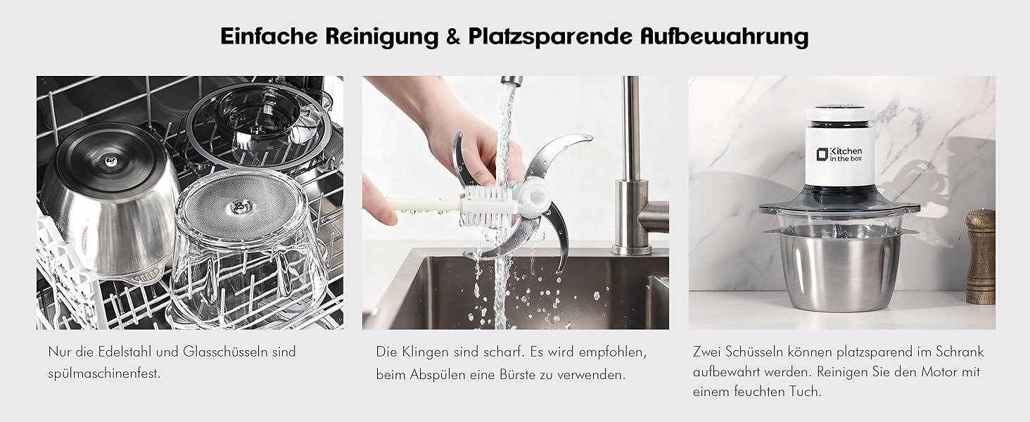 Електричний подрібнювач Zerkleinerer 400W з двома чашами 2л + 2л та двома лезами з нержавіючої сталі для м'яса, овочів, фруктів - білий