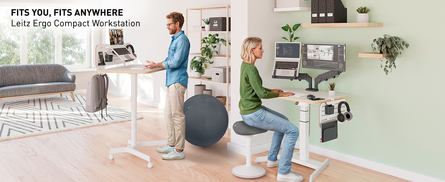 Підніжка для столу Leitz, регульована, для офісу та дому, знімає біль у спині та плечах, тканинний чохол, сертифікат IGR, серія Ergo Cosy, сіра, 53710089