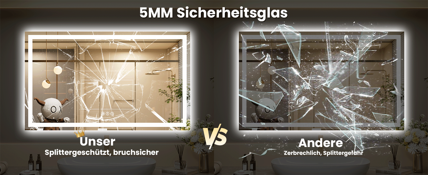 LED дзеркало для ванної кімнати 60x80 см з підсвічуванням, сенсорне керування, регулювання яскравості, 3 кольори світла, антизапар, IP44, вертикальна/горизонтальна орієнтація